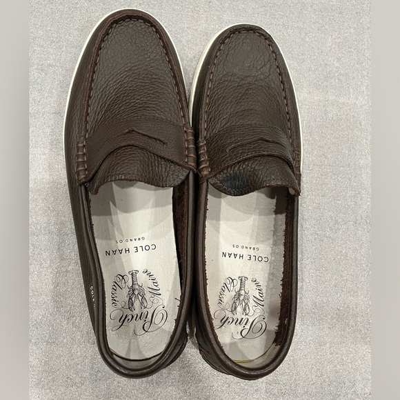 [9M]COLE HAAN Grand OS Pinch Marine Classic Brown Leather Penny Loafers EUC - Picture 1 of 6